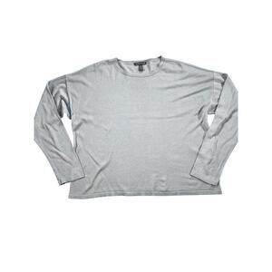 Eileen Fisher Oversized Boxy Gray Lyocell Knit Sweater Small